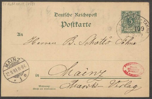 Brief an B. Schott's Söhne : 11.03.1899