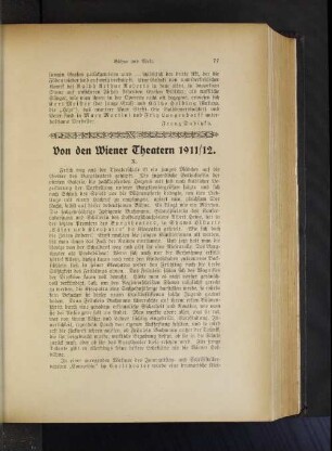 Von den Wiener Theatern 1911/12