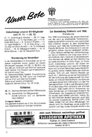 Zur Besiedlung Sülldorf seit 1880. : (Fortsetzung)