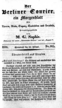 No. 915, Sonnabend den 20. Februar 1830