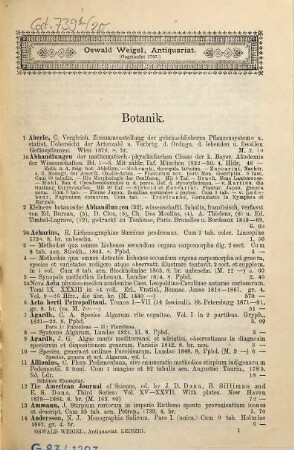 Lagerkatalog von Oswald Weigel's Antiquarium in Leipzig : Verzeichnis älterer und neuerer Bücher ... Neue Folge, 20