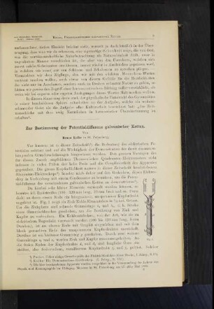 Zur Bestimmung der Potentaildifferenz galvanischer Ketten.
