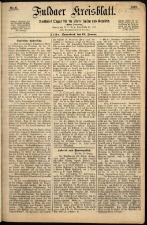 Ausgabe vom Samstag, den 18. Januar 1879.