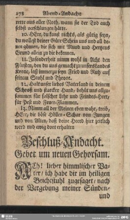 Beschluß-Andacht am Sonntage