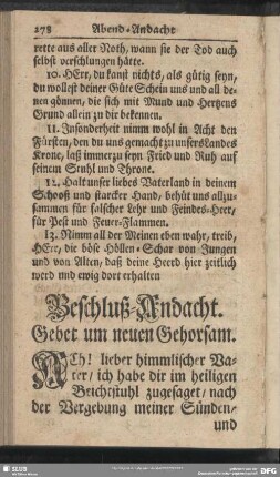 Beschluß-Andacht am Sonntage