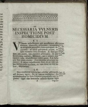 De Necessaria Vulneris Ispectione Post Homicidium.