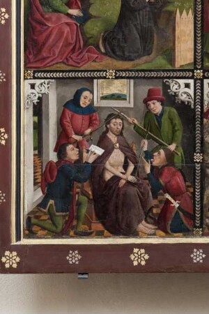 Passionsaltar — Passion und Auferstehung Christi — Linker Flügel: Vor der Kreuzigung — Dornenkrönung Christi