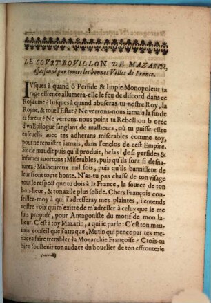 Le Court Bovillon de Mazarin : assaisonne par toutes les bonnes villes de France