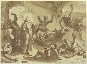 Christus wirft durch seine Stimme die ihn gefangennehmenden Soldaten nieder