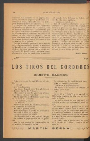 Los tiros del cordobés : (Cuento gaucho)