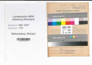 Entnazifizierung Richard Berkenkamp , geb. 01.04.1899 (Lehrer)