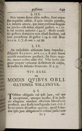 Tit. XXXI. Modis Quibus Obligationes Tolluntur. - Tit. XXXIV. De Regressu.