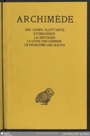 3: Des corps flottants, stomachion, la méthode, le livre des lemmes, le problème des boeufs