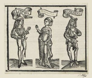 Clitipho, Sostrata und Cremes, erstmals erschienen in: "Terentius", Straßburg 1496, fol. LXXXIIII