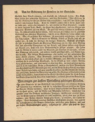 Von einigen zur äussern Verfassung gehörigen Stücken