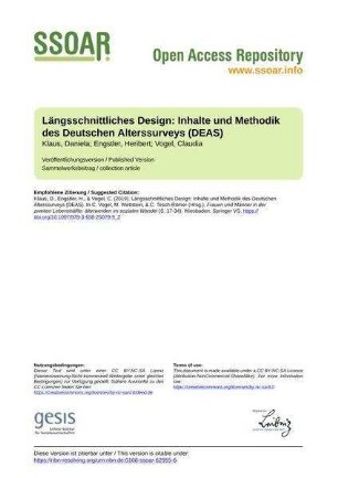 Längsschnittliches Design: Inhalte und Methodik des Deutschen Alterssurveys (DEAS)