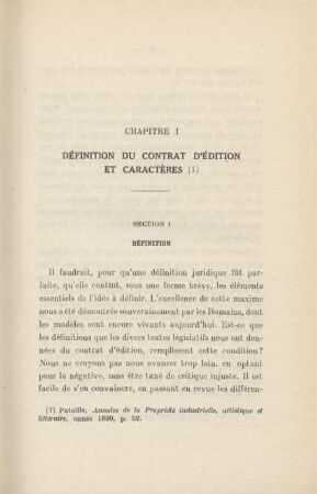 Chapitre I. Définition du contrat d'édition et caractères