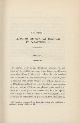 Chapitre I. Définition du contrat d'édition et caractères