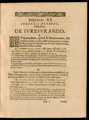Disputatio XX. Iohannis Henneri, Marchiaci. De Iureiurando.