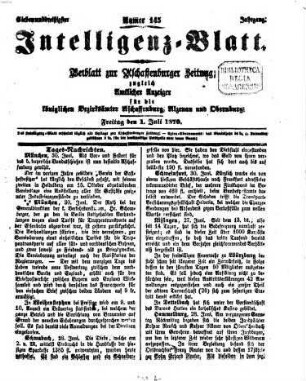 Aschaffenburger Zeitung. Intelligenz-Blatt : Beiblatt zur Aschaffenburger Zeitung ; zugleich amtlicher Anzeiger für die K. Bezirksämter Aschaffenburg, Alzenau und Obernburg. 1870,7/12 = Jg. 37