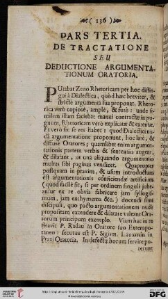 Pars tertia: De Tractatione seu Deductione Argumentationum Oratoria