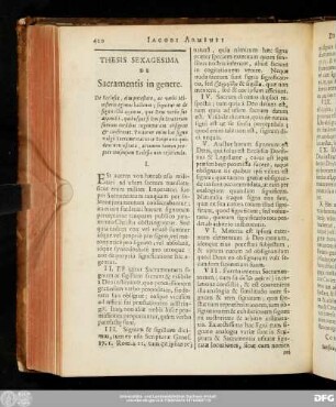 Thesis Sexagesima De Sacramentis in genere.