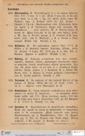 Tierbücher (Nr. 1025 - 1033)