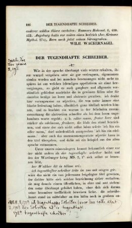 Der Tugendhafte Schreiber.