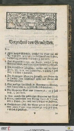 Verzeichnis von Gemaehlden