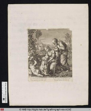 Die Heilige Familie und der Heilige Johannes der Täufer in einer Landschaft.