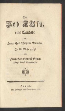 Der Tod Jesu : eine Cantate