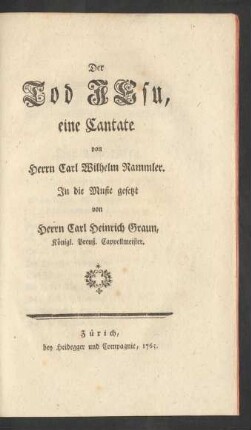 Der Tod Jesu : eine Cantate
