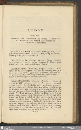 Appendix. Containing Minerals The Composition Of Which Is Unknown Or Doubtful, And Which Are Otherwise Imperfectly Described