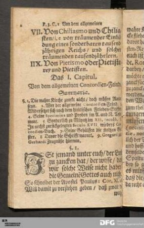Das I. Capitul. Von dem allgemeinen Concordien-Feinde.