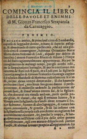 Le Notti Di M. Gio. Francesco Straparola da Carauaggio : Nelle Qvali Si Contengono le Fauole, con i loro Enimmi da dieci donne, & da duo giouani raccontate, 1