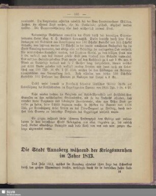 Die Stadt Annaberg während der kriegsunruhen im Jahre 1813
