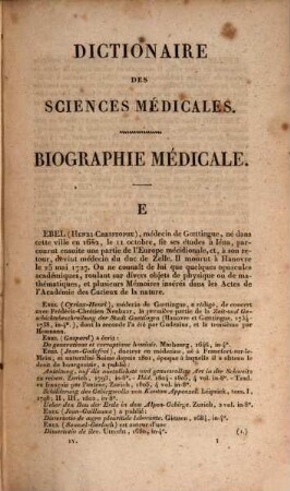 Dictionaire Des Sciences Médicales - Biographie Médicale, 4. E - G