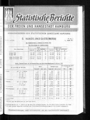 Der Fremdenverkehr in Hamburg im Oktober 1970 : Lfd. Nr. 5