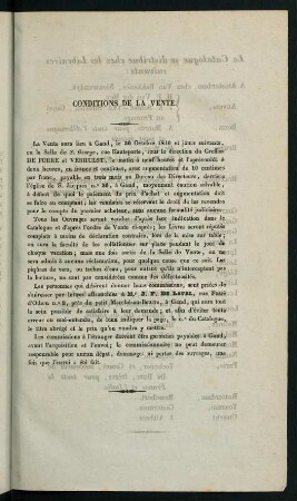 Conditions de la Vente