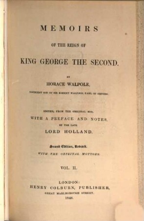 Memoirs of the reign of King George II, 2