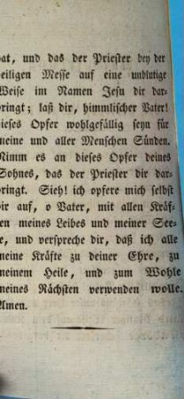 Aufopferung bey der heiligen Wandlung