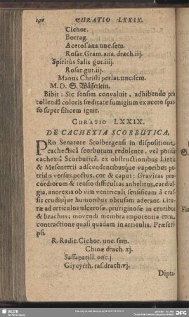 Curatio LXXIX. [Curatio LXXXII.] De Cachexia Scorbutica