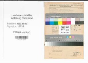 Entnazifizierung Johann Pohlen , geb. ()