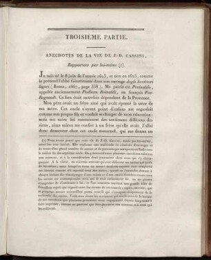 Troisième partie. Anecdotes de la vie de J.-D. Cassini.