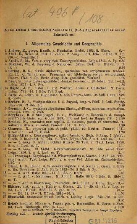 Antiquarischer Katalog, 108. Geschichte und Geographie von Deutschland
