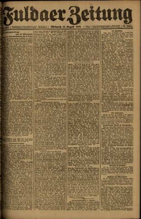 Erste Ausgabe vom Mittwoch, den 13. August 1919.