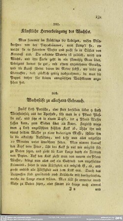 101. Künstliche Hervorbringung des Wachses