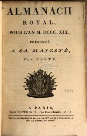 Almanach royal. 1819