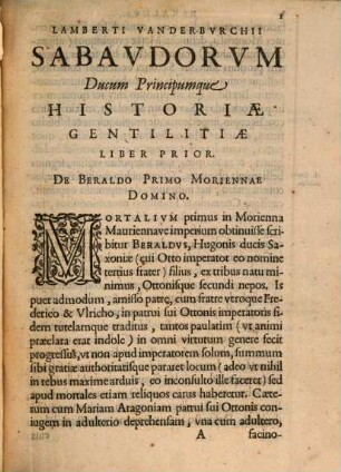 Sabaudorum Ducum Principumq. Historiae Gentilitiae Libri Duo
