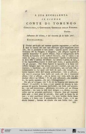 A sua Eccellenza il Signorconte di Tonengo